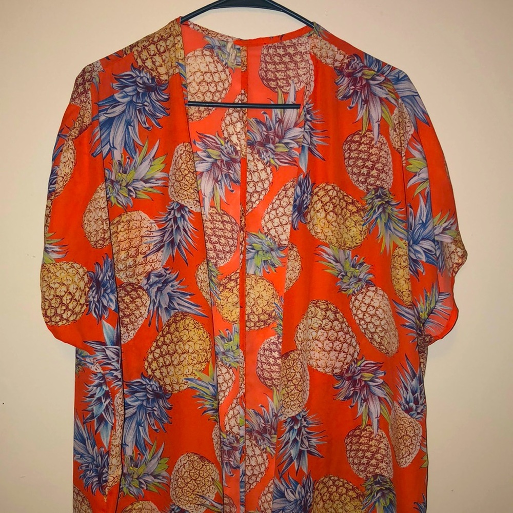 Side Slit Pom Pom Trimmed Kimono - Picture 1 of 7